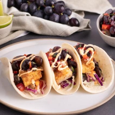 Fish Tacos with Grape Pico de Gallo