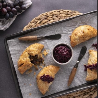 Beef and Blue Grape Empanadas with Grape Chutney