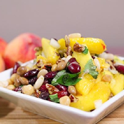 Ontario Peaches, Roasted Pecans and Bean Salad