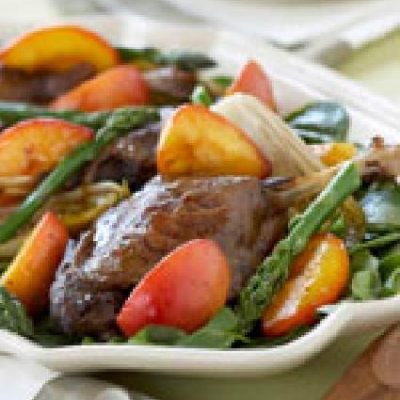 Duck Confit with Caramelized Ontario Peaches 